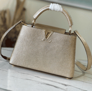 Louis Vuitton Lizard Small Capucines Handbag - Golden 84376 | Sandra Bags
