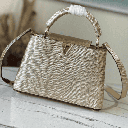 Louis Vuitton Lizard Small Capucines Handbag - Golden 84376 | Sandra Bags