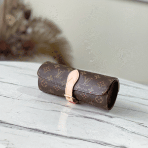 Louis Vuitton 3 Watch Case Monogram Eclipse Canvas - Brown 12914 | Sandra Bags