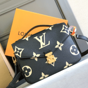 Louis Vuitton Bicolor Monogram Empreinte Pochette Metis Black/Beige 25078 | Sandra Bags