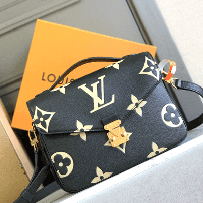 Louis Vuitton Bicolor Monogram Empreinte Pochette Metis Black/Beige 25078 | Sandra Bags