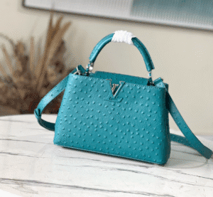 Louis Vuitton Small Capucines Ostrich Leather Handbag - Blue 77409 | Sandra Bags