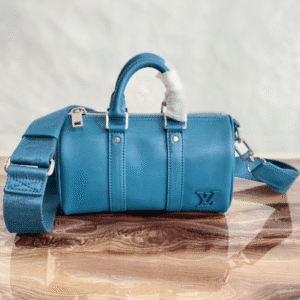 Louis Vuitton Grained Calfskin Aerogram Keepall XS - Blue 37892 | Sandra Bags