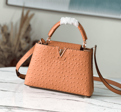 Louis Vuitton Small Capucines Ostrich Leather Handbag - Brown 52339 | Sandra Bags