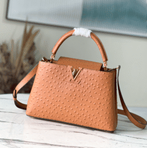 Louis Vuitton Medium Capucines Ostrich Leather Handbag - Brown 24189 | Sandra Bags