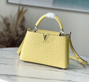 Louis Vuitton Small Capucines Ostrich Leather Handbag - Yellow 47079 | Sandra Bags