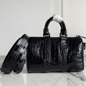 Louis Vuitton Keepall 25 Crocodile Pattern Men’s Bag – Black 85809 | Sandra Bags