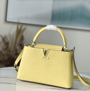 Louis Vuitton Medium Capucines Ostrich Leather Handbag - Yellow 93608 | Sandra Bags