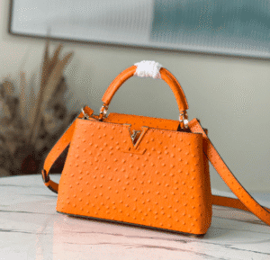 Louis Vuitton Small Capucines Ostrich Leather Handbag - Orange 33188 | Sandra Bags