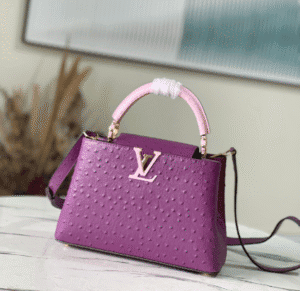 Louis Vuitton Small Capucines Ostrich Leather Handbag - Purple 53908 | Sandra Bags