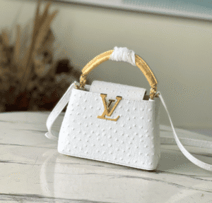 Louis Vuitton Mini Capucines Ostrich Leather Handbag - White 74467 | Sandra Bags