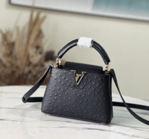 Louis Vuitton Mini Capucines Ostrich Leather Handbag - Black 88664 | Sandra Bags