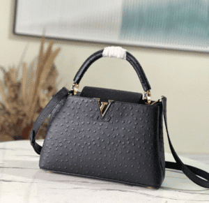 Louis Vuitton Medium Capucines Ostrich Leather Handbag - Black 95034 | Sandra Bags