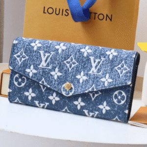 Louis Vuitton Monogram Jacquard Denim Sarah Wallet - Blue 50079 | Sandra Bags