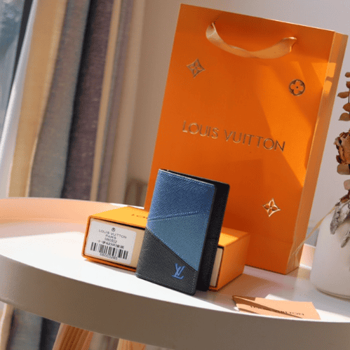 Louis Vuitton Single Pocket Wallet - Black/Blue 59870 | Sandra Bags