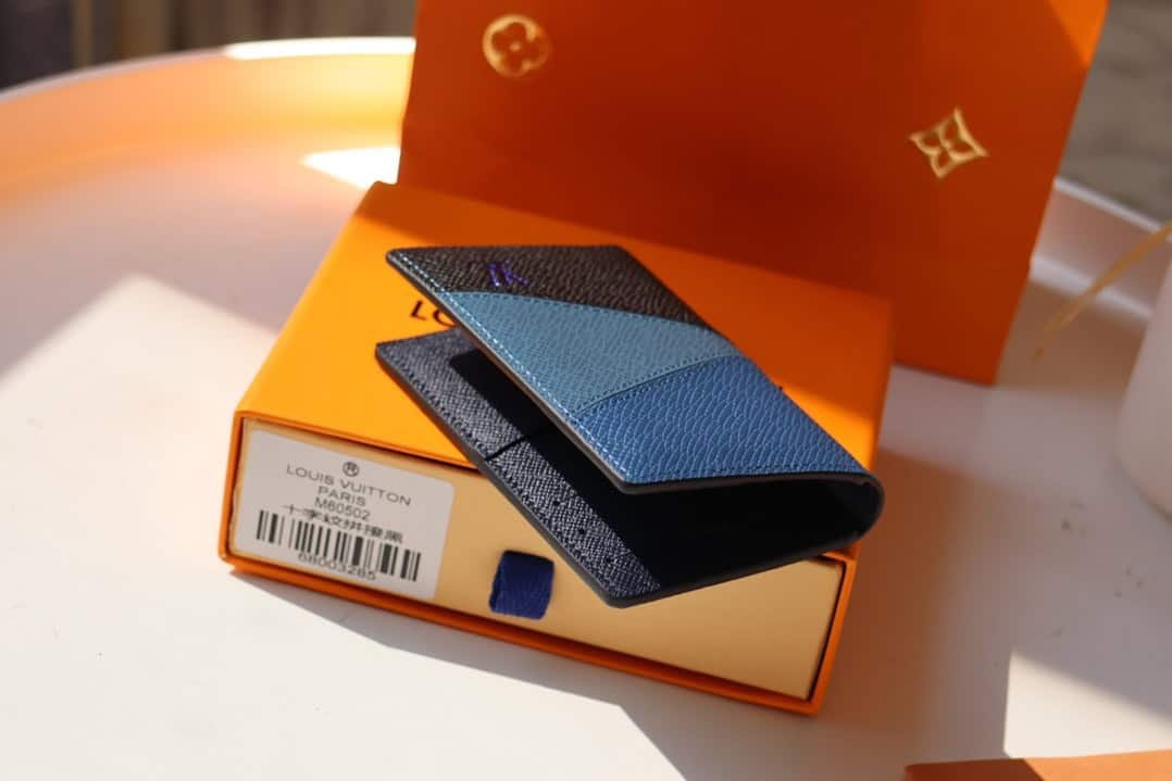 Louis Vuitton Single Pocket Wallet - Black/Blue 59870 | Sandra Bags - Image 3
