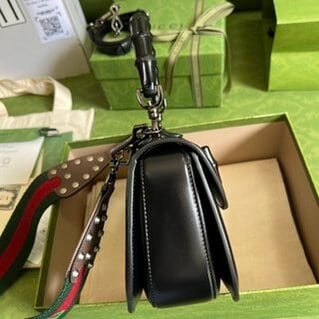 Gucci Leather Bamboo Small Handbag - Black 82068 | Sandra Bags - Image 5