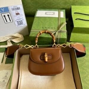 Gucci Leather Bamboo Mini Handbag - Brown 58238 | Sandra Bags