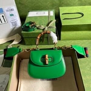 Gucci Leather Bamboo Mini Handbag - Green 37244 | Sandra Bags