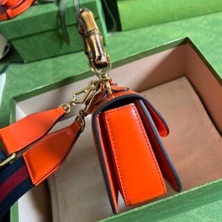 Gucci Leather Bamboo Mini Handbag - Orange 39327 | Sandra Bags - Image 2