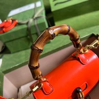 Gucci Leather Bamboo Mini Handbag - Orange 39327 | Sandra Bags - Image 5