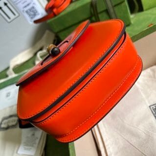 Gucci Leather Bamboo Mini Handbag - Orange 39327 | Sandra Bags - Image 4