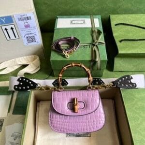 Gucci Bambo  Gongyan Handbag - Purple 67094 | Sandra Bags