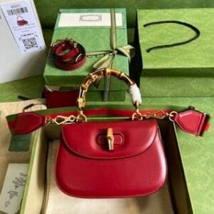Gucci Bamboo Small Handbag - Red 54185 | Sandra Bags