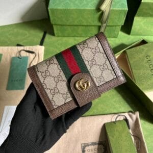 Gucci Brown GG pattern Leather Wallet 31365 | Sandra Bags