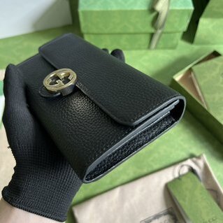 Gucci Wrestled Cowhide Long Interlocking Pouch - Black 70466 | Sandra Bags - Image 3