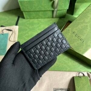 Gucci Microguccissima Black Monogram Margaux Leather Card Case Wallet 60883 | Sandra Bags