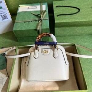 Gucci Diana Bamboo Mini Tote Bag - White 19717 | Sandra Bags