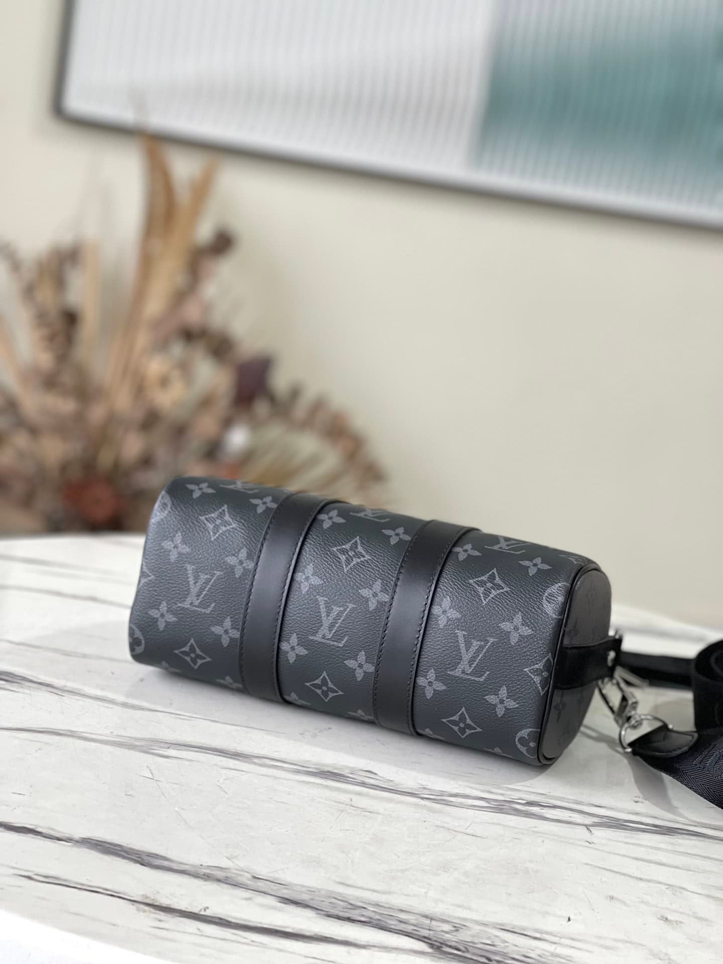 Louis Vuitton Black Flower This Keepall 25 Handbag 36090 | Sandra Bags - Image 3