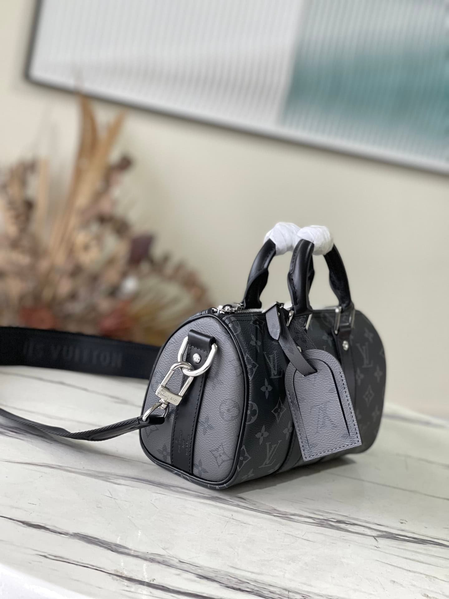 Louis Vuitton Black Flower This Keepall 25 Handbag 36090 | Sandra Bags - Image 5