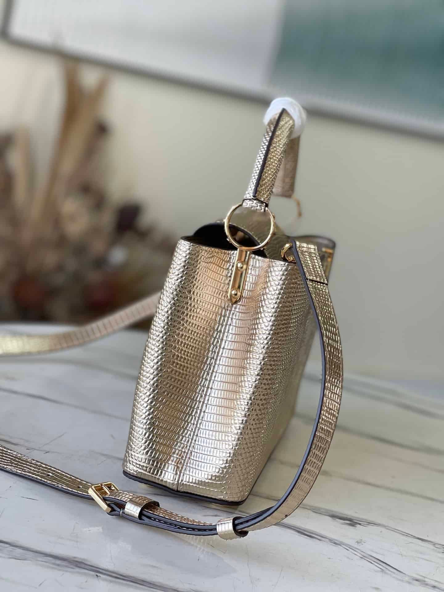 Louis Vuitton Lizard Small Capucines Handbag - Golden 84376 | Sandra Bags - Image 2