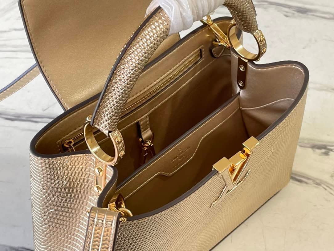 Louis Vuitton Lizard Small Capucines Handbag - Golden 84376 | Sandra Bags - Image 3