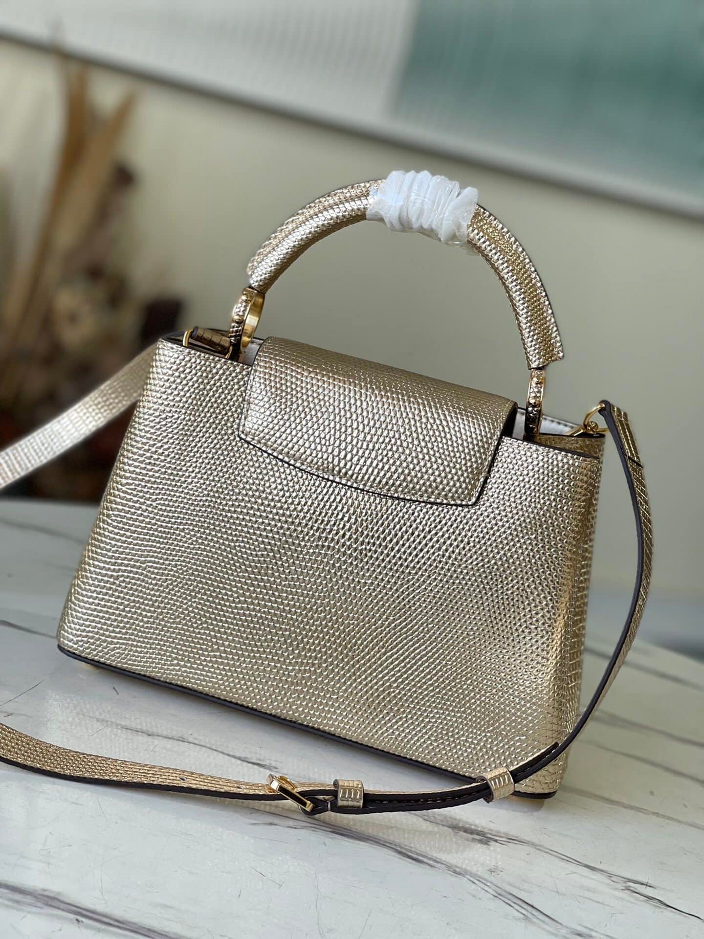 Louis Vuitton Lizard Small Capucines Handbag - Golden 84376 | Sandra Bags - Image 5