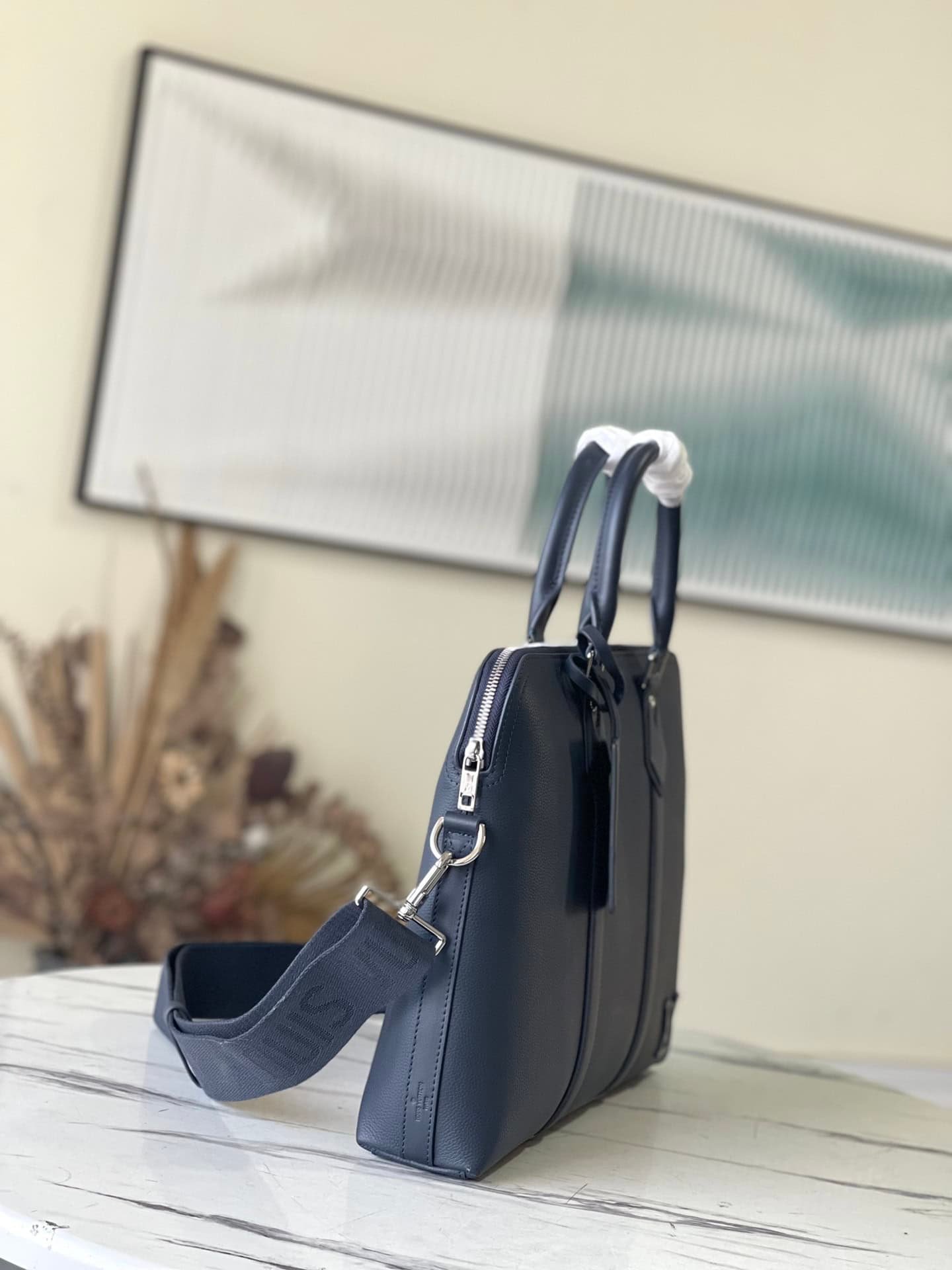 Louis Vuitton Aerogram Leather Briefcase Bag - Blue 79904 | Sandra Bags - Image 4