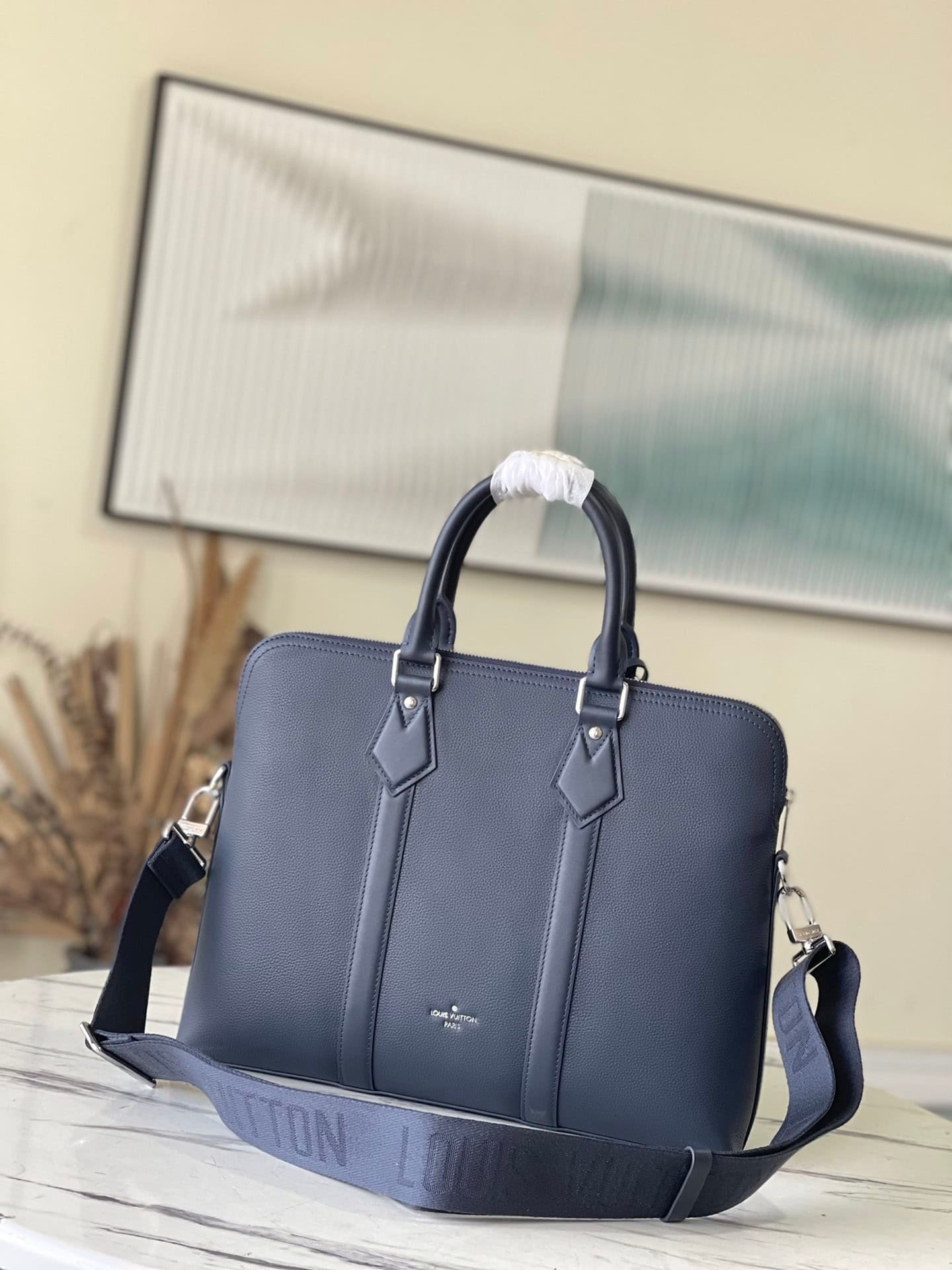 Louis Vuitton Aerogram Leather Briefcase Bag - Blue 79904 | Sandra Bags - Image 5