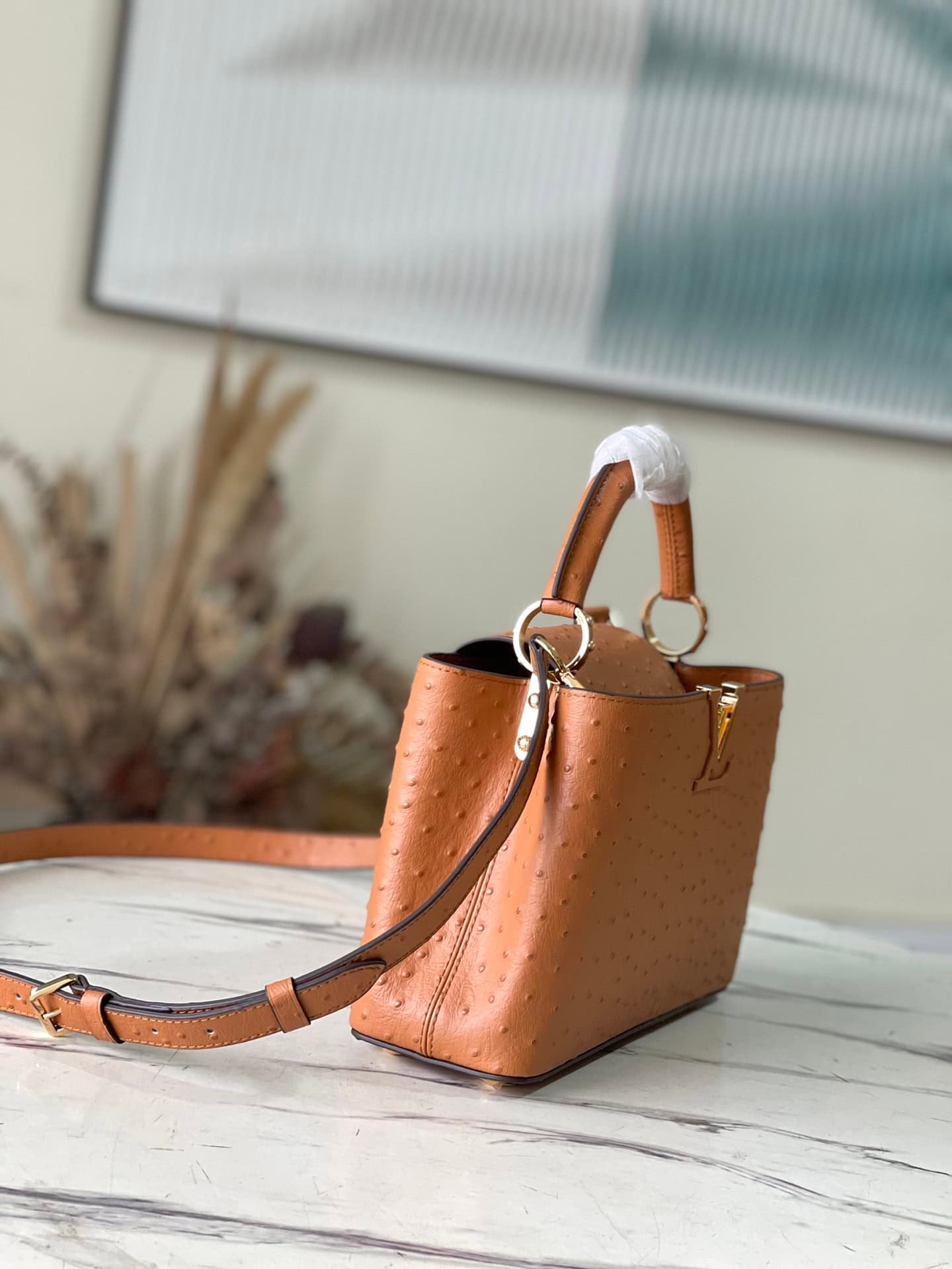 Louis Vuitton Small Capucines Ostrich Leather Handbag - Brown 52339 | Sandra Bags - Image 3