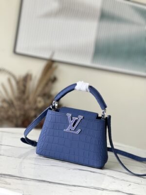 Louis Vuitton Crocodile Pattern Capucines Handbag - Misty Blue 40040 | Sandra Bags