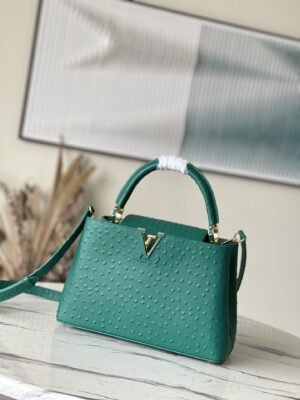 Louis Vuitton Medium Ostrich Leather Hand Bag - Green 99770 | Sandra Bags