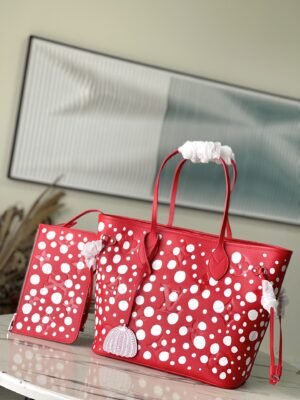 Louis Vuitton White Polka Dot Neverfull Medium Handbag 25759 | Sandra Bags