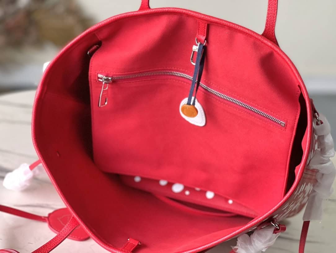 Louis Vuitton White Polka Dot Neverfull Medium Handbag 25759 | Sandra Bags - Image 9