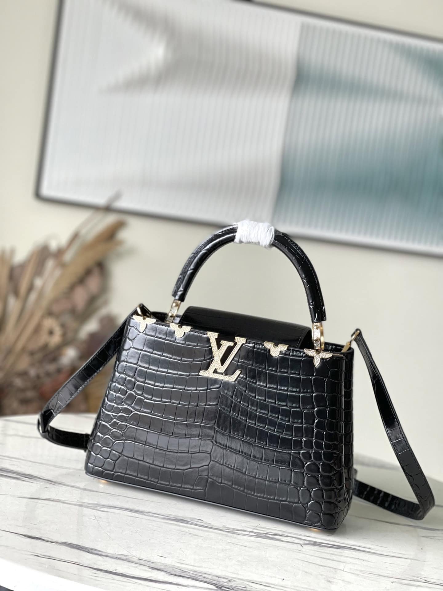 Louis Vuitton Crocodile Pattern Gold Buckle Medium 77272 | Sandra Bags