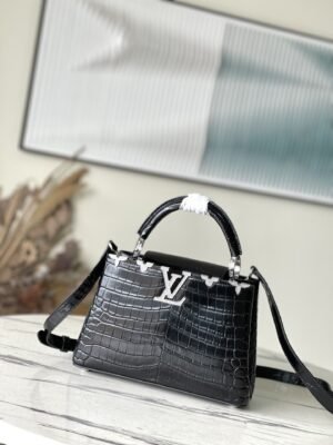 Louis Vuitton Crocodile Pattern Silver Buckle Trumpet Bag 83444 | Sandra Bags
