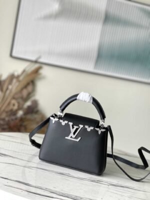 Louis Vuitton Plain Silver Buckle Mini Bag - Black 57952 | Sandra Bags