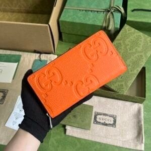 Gucci Leather Zipper Wallet - Orange 73056 | Sandra Bags