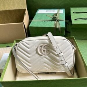 Gucci Marmont Leather Shoulder Bag - White 96335 | Sandra Bags