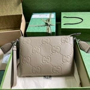 Gucci Medium Double G Messenger Bag - Gray 36249 | Sandra Bags